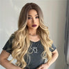 Image of 26 Inch Long Ash Blonde Wig With Bangs Natural Wavy Hair - Perfect For Daily Wear And Middle Part Style Shopping