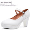 Image of Round Toe Shallow Mouth High Heel Thick Bottom Waterproof Platform Shoes Shopping