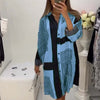 Image of Fashion Printed Long Sleeve Loose Dress Shopping