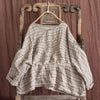 Image of Striped Yarn-dyed Linen Leisure Women's Coat Twill Stitching Wire Loose Artistic Shopping