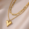 Image of Fashionable Golden Love Chain Double-layer Necklace Shopping