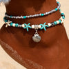 Image of Beach Anklet Sea Turtle Pendant Starfish Turquoise Anklet Shopping