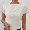 Image of Sleeveless Round Neck Left Shoulder Pleated Women's Fashion Top Shopping