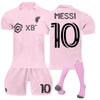 Image of Inter Miami Messi No10 Football Kit Home Match Football Jersey Tracksuit Shirts Shorts And Socks Set For Kids And Men Kids Football Jersey Set Jerseys Sweat Suit Tracksuit Training Outfits Shopping