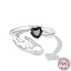 Image of Black Heart-shaped Zircon Little Devil Ear Stud And Ring Jewelry Shopping