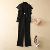 Image of Long Sleeve Waist Black Temperament Commuter Jumpsuit Shopping