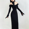 Image of Long Sleeve Off Shoulder High Waist Sheath Dress Shopping