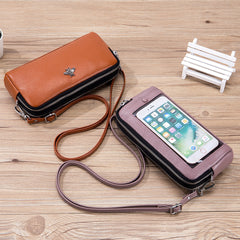 Genuine Leather Fashion Shoulder Double-layer Multifunctional Zipper Bag Shopping