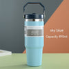 Image of Portable Car Cup Stainless Steel Cup Travel Sports Water Bottle With Handle Cover Coffee Tumbler Cup Shopping