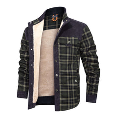 Thickened Shirt Jacket With Classic Plaid Fuzzy Fleece Lining Inside Design Shopping