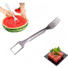 Image of 2 In 1 Watermelon Fork Slicer Multi-purpose Stainless Steel Watermelon Slicer Cutter Kitchen Fruit Cutting Fork Fruit Divider Kitchen Gadgets Shopping