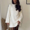 Image of Sequined Lace-up Dress Round Neck Long Sleeve Shopping