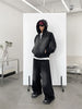 Image of Men's Fashion Retro Distressed Hooded Cardigan Sweater Wide Leg Mopping Sweatpants Shopping