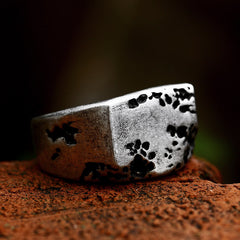 Men's Vintage Distressed Stainless Steel Rock Ring Shopping