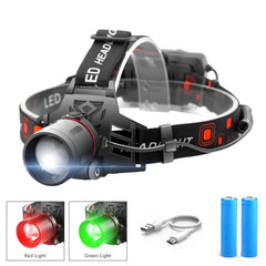 T6 white light green light red light zoom headlight Shopping