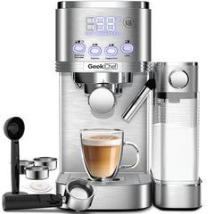 Geek Chef Espresso And Cappuccino Machine With Automatic Milk Frother,20Bar Espresso Maker For Home, For Cappuccino Or Latte,with ESE POD Filter, Stainless Steel, Gift For Coffee Lover Ban On Amazon Shopping