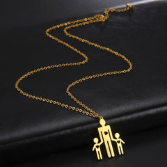 Family Series Titanium Steel Ornament Cut One Large Two Small 304 Material Stainless Steel Necklace