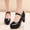 Image of Round Toe Shallow Mouth High Heel Thick Bottom Waterproof Platform Shoes Shopping