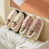 Image of Simple Color Matching Twist Upper Surface Soft Home Wear Warm Couples Cotton Shoes Shopping