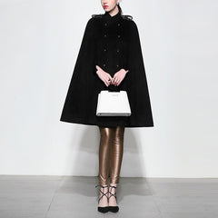 Black vintage mid-length woolen coat