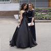 Image of Women's Black Bra Simple Satin Long Ground Length Evening Dress Shopping