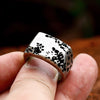 Image of Men's Vintage Distressed Stainless Steel Rock Ring Shopping