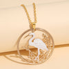 Image of Stylish Round Red-crowned Crane Necklace Shopping