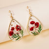 Image of Drop-shaped Epoxy Leaf-shaped Flowers Earrings Shopping