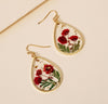 Image of Drop-shaped Epoxy Leaf-shaped Flowers Earrings Shopping