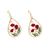 Image of Drop-shaped Epoxy Leaf-shaped Flowers Earrings Shopping