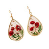 Image of Drop-shaped Epoxy Leaf-shaped Flowers Earrings Shopping