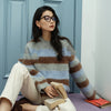 Image of Retro High Street Color Striped Lazy Leisure Pullover Sweater Shopping