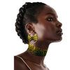 Image of African Ethnic Print Batik Handicraft Necklace Collar Plus Earrings Shopping