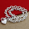 Image of Silver-plated Shrimp Clasp Heart Lock Necklace Shopping