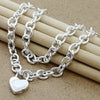 Image of Silver-plated Shrimp Clasp Heart Lock Necklace Shopping