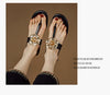 Image of Sheepskin Preppy Style Flip-toe Flat With Flower Open Toe Women's Sandals Shopping