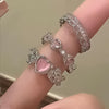 Image of Women's Fashion Heart Love Heart Ring Set Of 3 Shopping