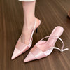 Image of Women's Closed-toe Pointed Toe Silver Satin Sandals Shopping