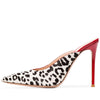 Image of White Leopard Print Horsehair High Heels Shopping