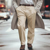 Image of Men's Formal Wear Solid Color Slant Pockets Loose Mid Waist Suit Pants Shopping