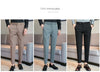 Image of Fall Winter Men's Belt Design Slim-fit Textured Youth Suit Pants Shopping