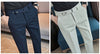 Image of Fall Winter Men's Belt Design Slim-fit Textured Youth Suit Pants Shopping