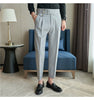 Image of Mid-High Waist Casual Suit Pants Slim Fit Straight-leg Edged Italian Men Shopping