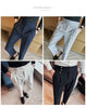 Image of Mid-High Waist Casual Suit Pants Slim Fit Straight-leg Edged Italian Men Shopping