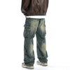 Image of Multi-pocket Denim Straight Loose Trousers Men Shopping