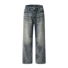 Distressed Washed Straight Jeans For Men Shopping