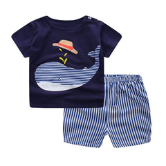 Cartoon Clothing Baby Boy Summer Clothes T-shirt Baby Girl Casual Clothing Sets Shopping