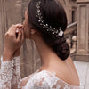 Image of Rhinestone Hair Accessories Simple Handmade Woven Pearl Crystal Updo Modeling Headdress Shopping