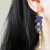 Image of Handmade Dark Blue Eternal Hydrangea Flower Tassel Pendant Earrings Shopping