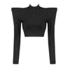 Image of Europe And America Long Sleeve T-shirt High Shoulder Women's Breathable Thin Top Shopping